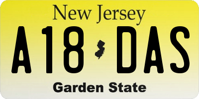 NJ license plate A18DAS