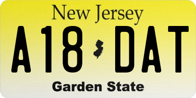 NJ license plate A18DAT