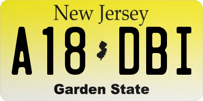 NJ license plate A18DBI