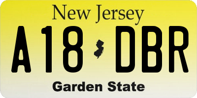 NJ license plate A18DBR