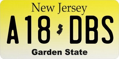 NJ license plate A18DBS