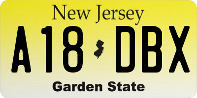 NJ license plate A18DBX