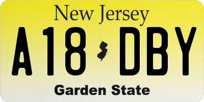 NJ license plate A18DBY