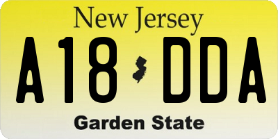 NJ license plate A18DDA