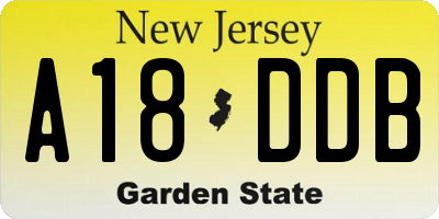 NJ license plate A18DDB