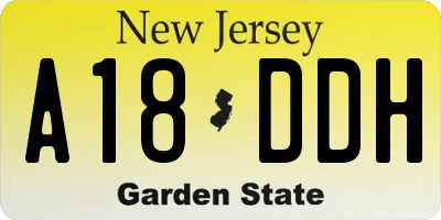 NJ license plate A18DDH