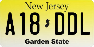 NJ license plate A18DDL