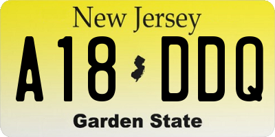 NJ license plate A18DDQ