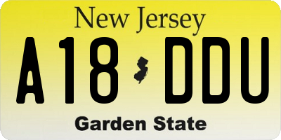 NJ license plate A18DDU