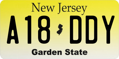 NJ license plate A18DDY