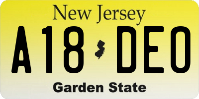NJ license plate A18DEO