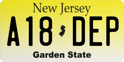 NJ license plate A18DEP