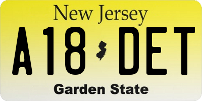 NJ license plate A18DET