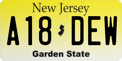 NJ license plate A18DEW