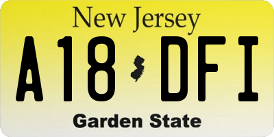 NJ license plate A18DFI