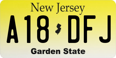 NJ license plate A18DFJ