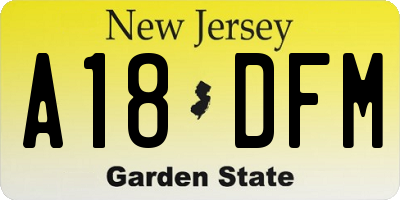 NJ license plate A18DFM