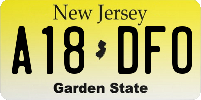 NJ license plate A18DFO