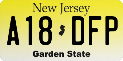 NJ license plate A18DFP