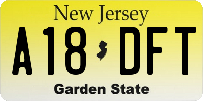 NJ license plate A18DFT