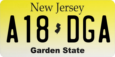 NJ license plate A18DGA