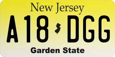 NJ license plate A18DGG