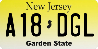 NJ license plate A18DGL