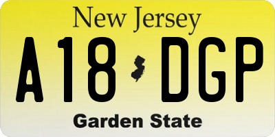 NJ license plate A18DGP