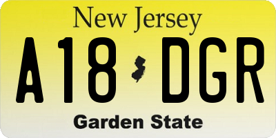 NJ license plate A18DGR