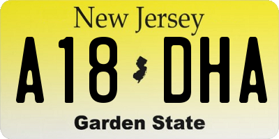 NJ license plate A18DHA