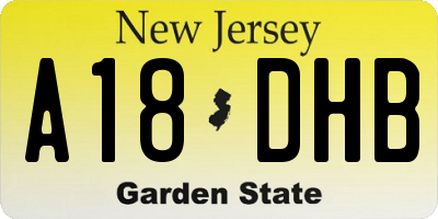 NJ license plate A18DHB