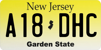 NJ license plate A18DHC