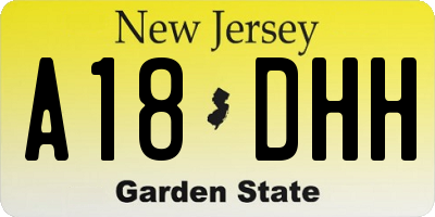 NJ license plate A18DHH