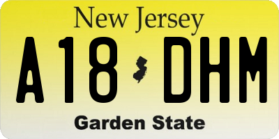 NJ license plate A18DHM