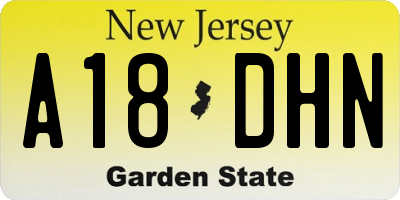 NJ license plate A18DHN