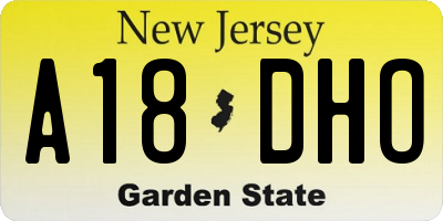 NJ license plate A18DHO