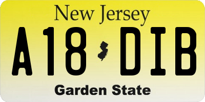 NJ license plate A18DIB