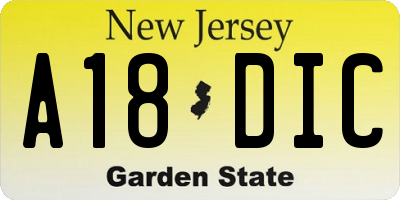 NJ license plate A18DIC
