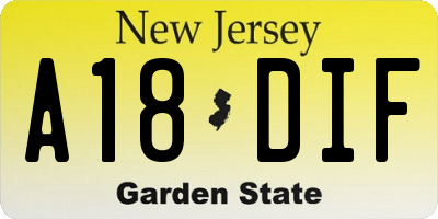 NJ license plate A18DIF
