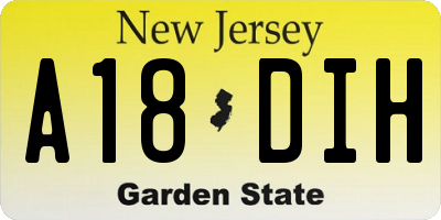 NJ license plate A18DIH