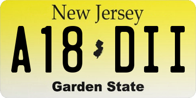 NJ license plate A18DII