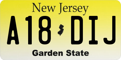 NJ license plate A18DIJ