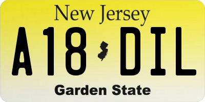 NJ license plate A18DIL