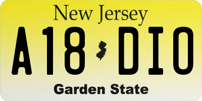 NJ license plate A18DIO