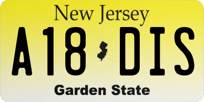 NJ license plate A18DIS