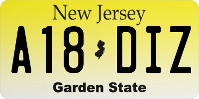 NJ license plate A18DIZ