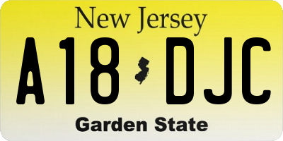 NJ license plate A18DJC