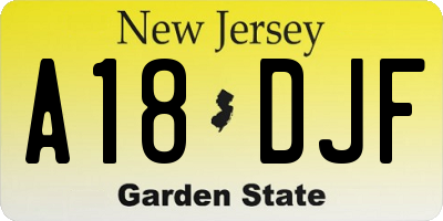 NJ license plate A18DJF