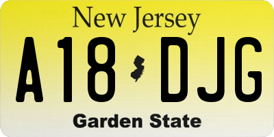 NJ license plate A18DJG