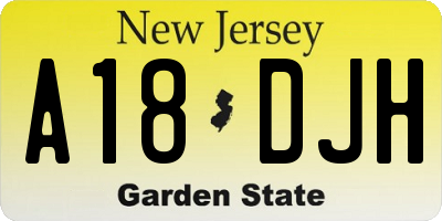 NJ license plate A18DJH